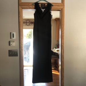Adrianna Papell Long black dress with lace back
